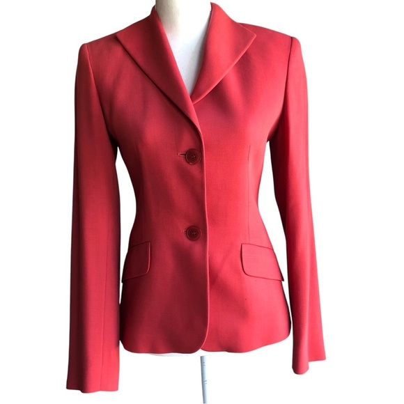 Cinzia Rocca Wool Fitted Blazer Coral Two Button Size 2 - Picture 1 of 10